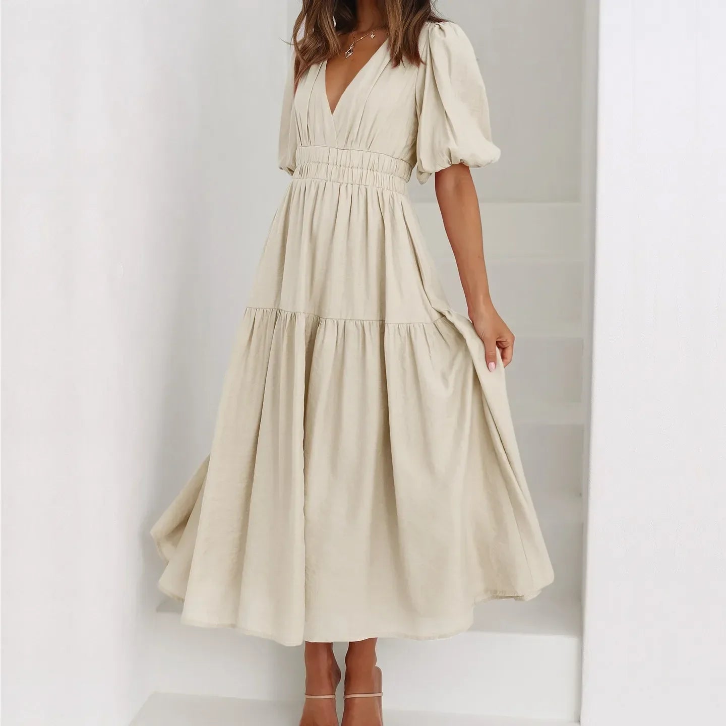 Vestido Elegante Escote V Mujer