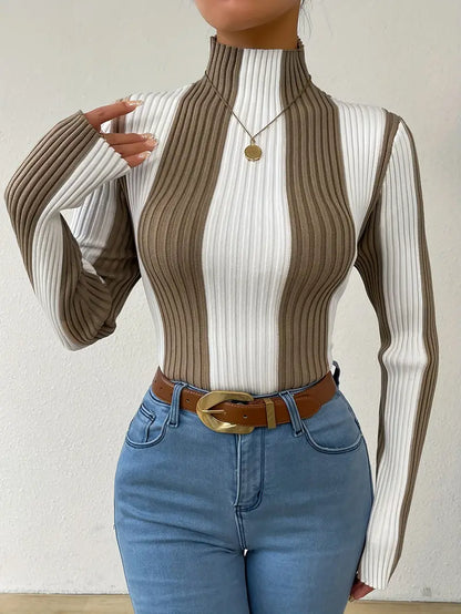 Jersey Cuello Vuelto Estampado Rayas - Vestiria