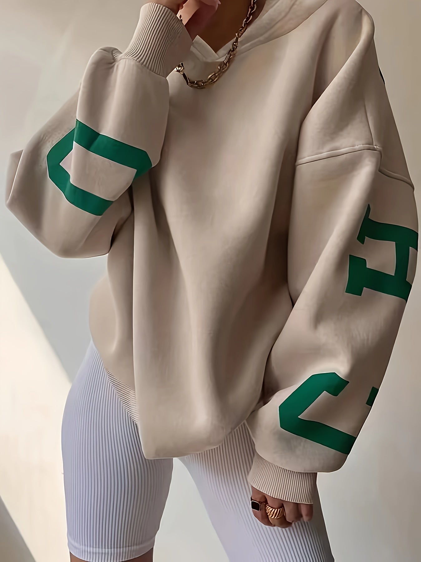 Sudadera Grande con Capucha Estampada