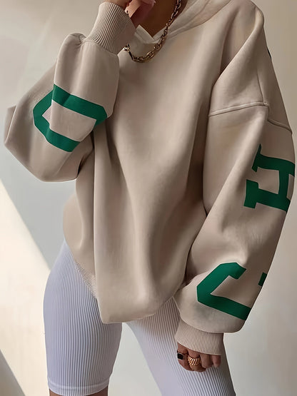 Sudadera Grande con Capucha Estampada