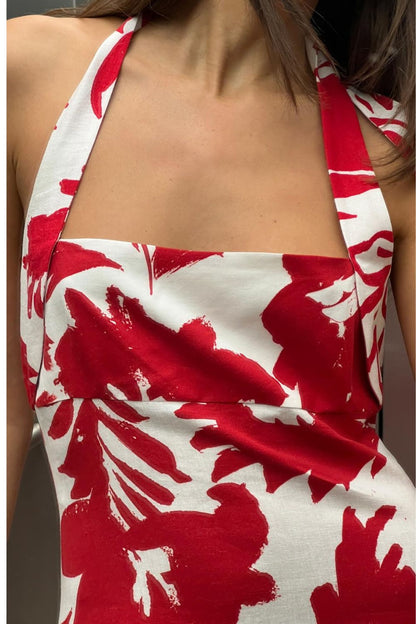 Vestido Elegante Estampado Sin Espalda