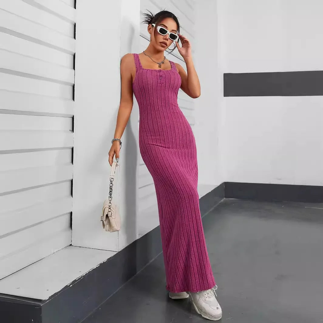 Vestido de canalé sin mangas elegante - Vestiria