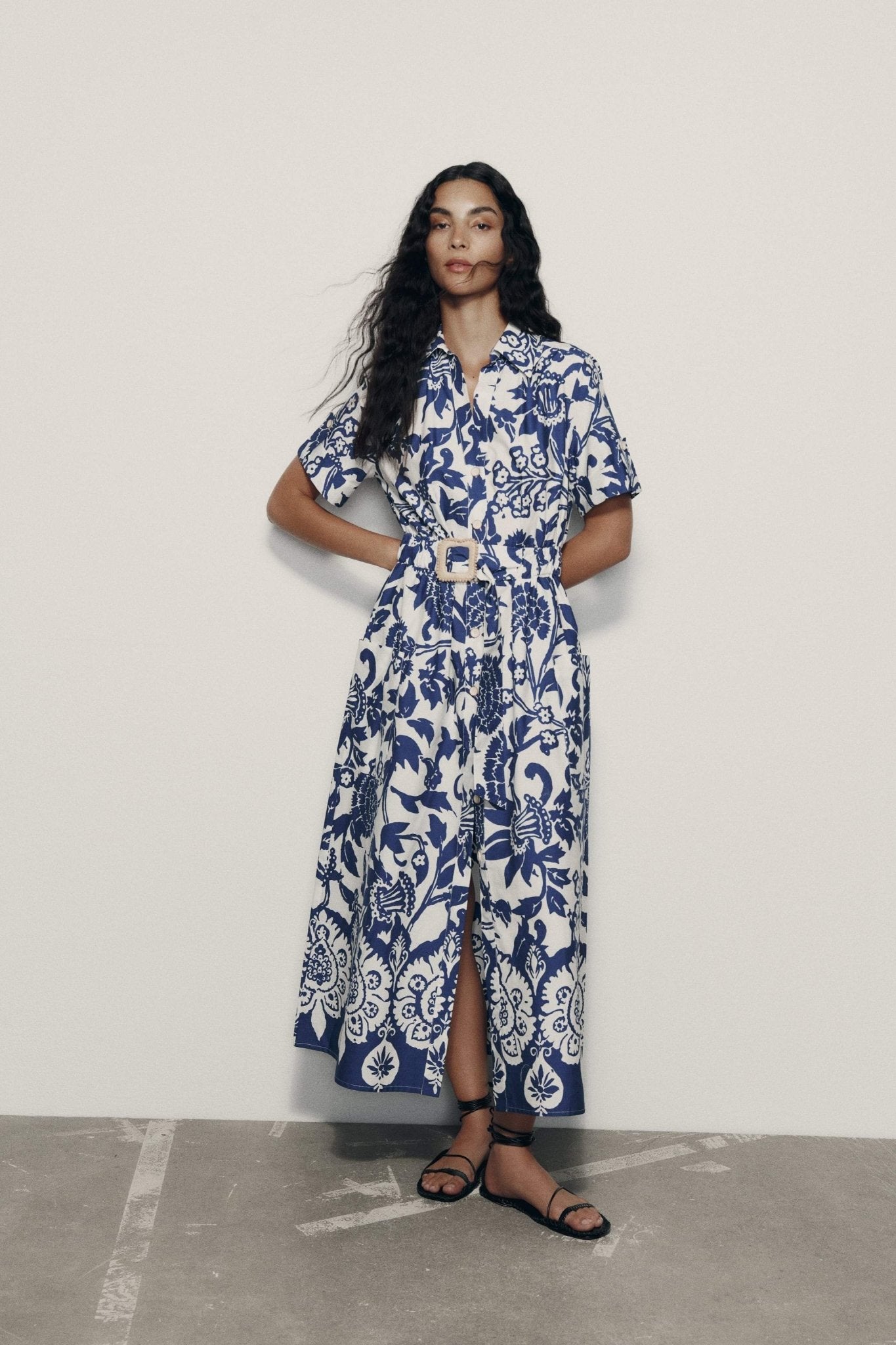 Vestido Estampado Cinturado Mujer Midi - Vestiria