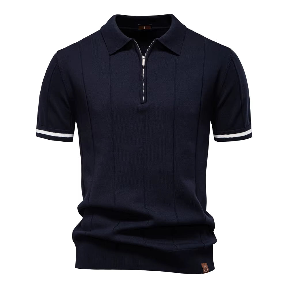 Polo deportivo hombre manga corta con cremallera