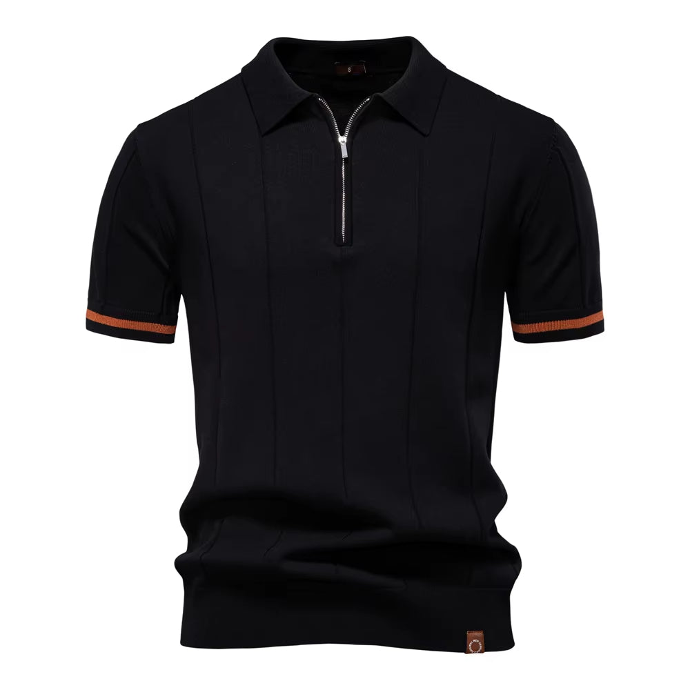 Polo deportivo hombre manga corta con cremallera