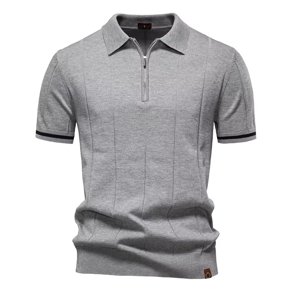 Polo deportivo hombre manga corta con cremallera