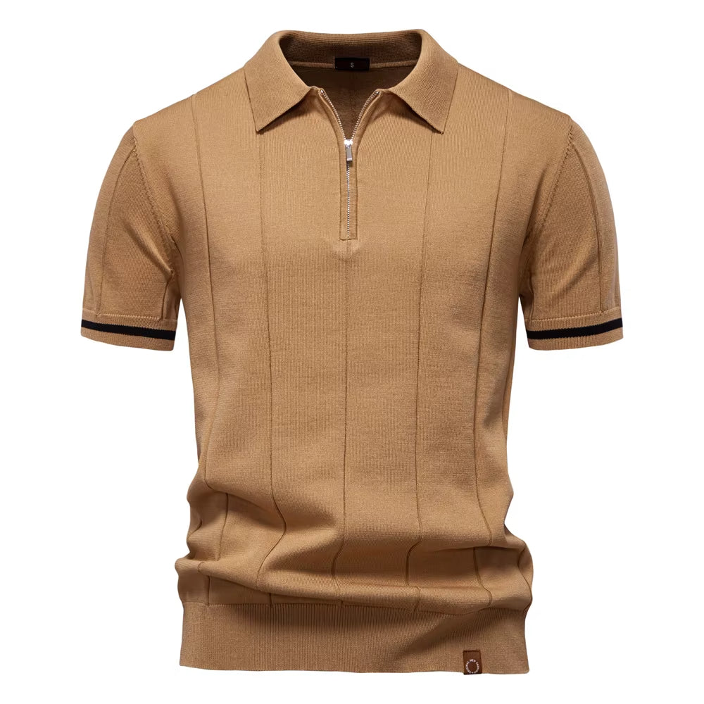Polo deportivo hombre manga corta con cremallera