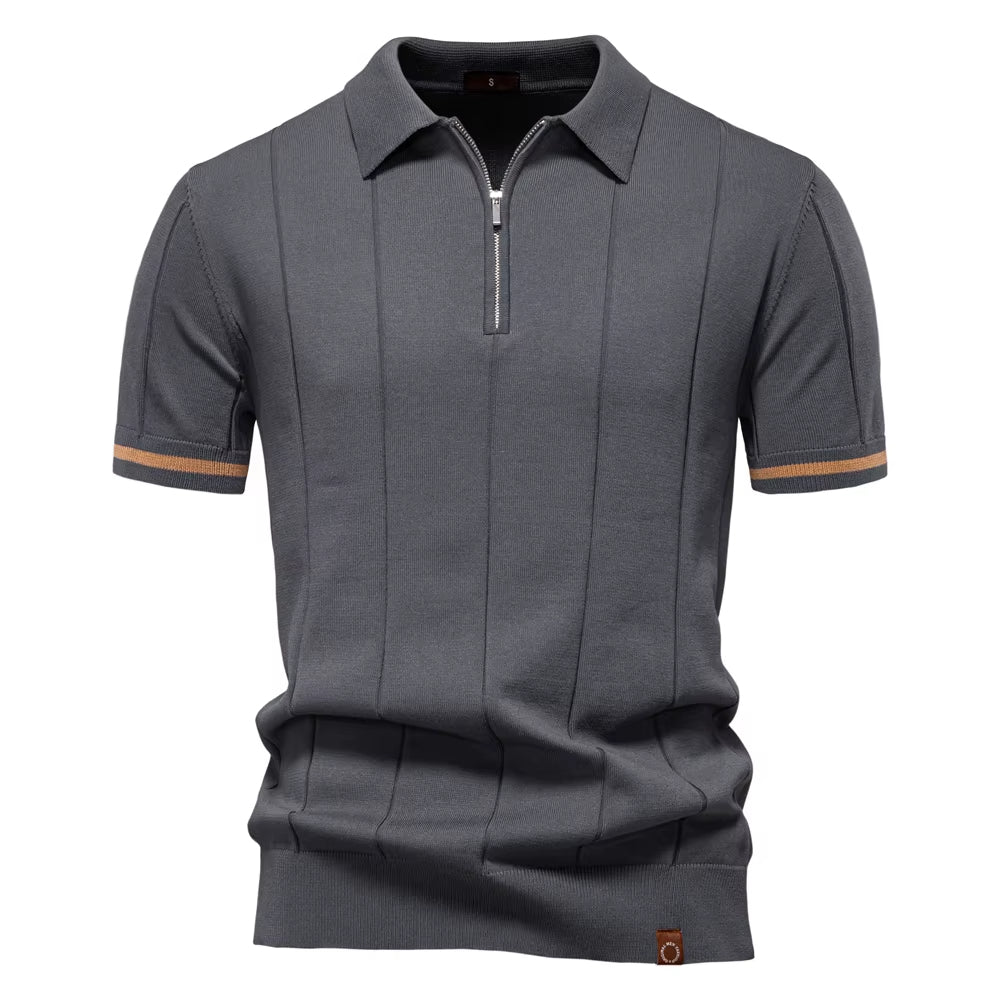 Polo deportivo hombre manga corta con cremallera