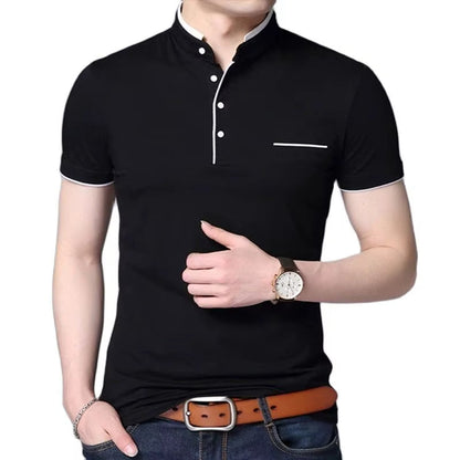 Polo Hombre Clásico Cuello Mao Diseño Contraste