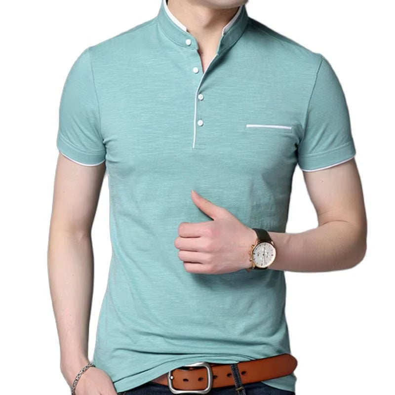 Polo Hombre Clásico Cuello Mao Diseño Contraste
