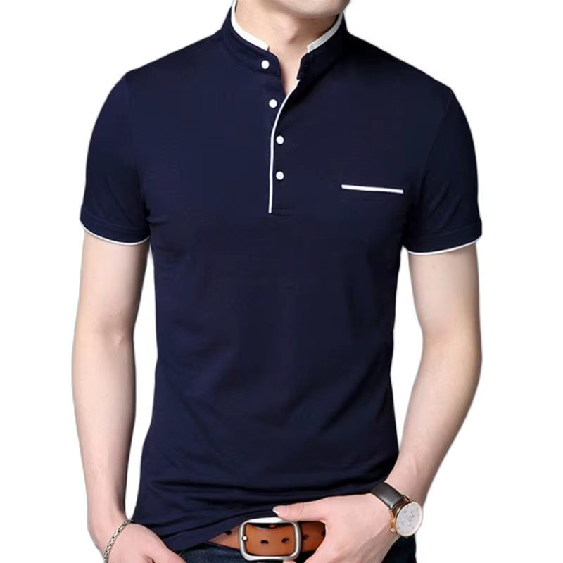 Polo Hombre Clásico Cuello Mao Diseño Contraste