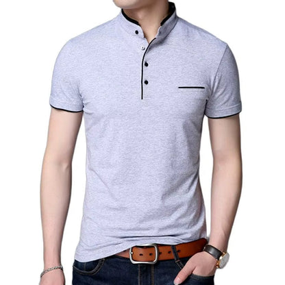 Polo Hombre Clásico Cuello Mao Diseño Contraste