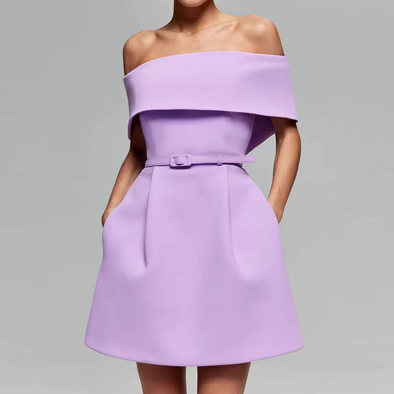 Vestido Mujer Plisado Bardot Estilo Chic - Vestiria