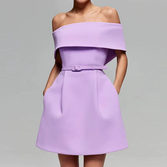 Vestido Mujer Plisado Bardot Estilo Chic - Vestiria