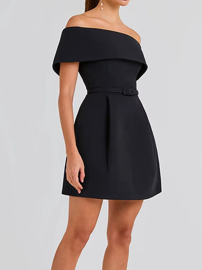 Vestido Mujer Plisado Bardot Estilo Chic