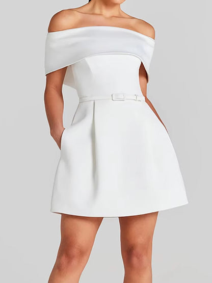 Vestido Mujer Plisado Bardot Estilo Chic