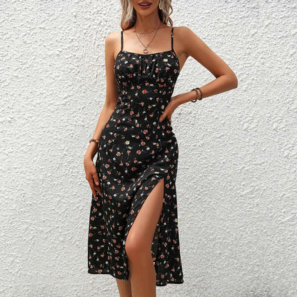 Vestido Midi Mujer Estampado Flor con Tirantes