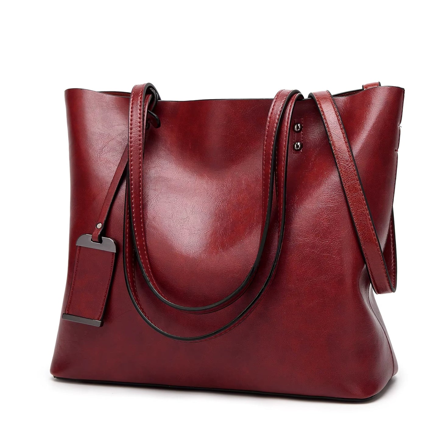 Bolso Mujer Cuero Clásico Granate