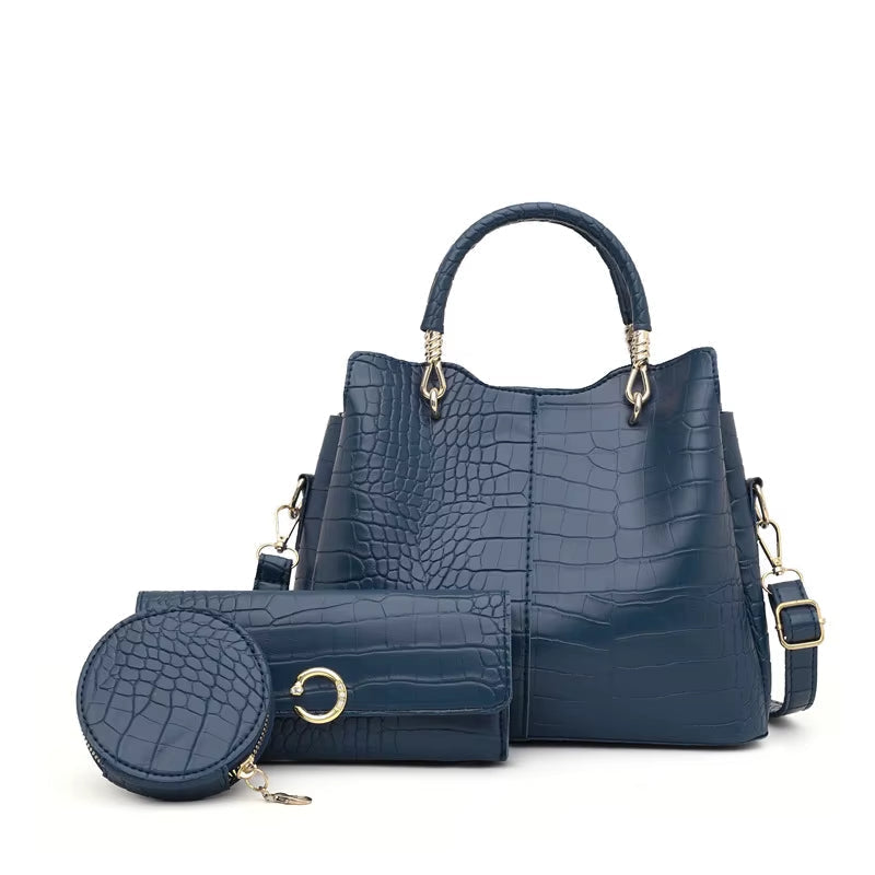 Bolso Mujer Cocodrilo Elegante 3 Piezas