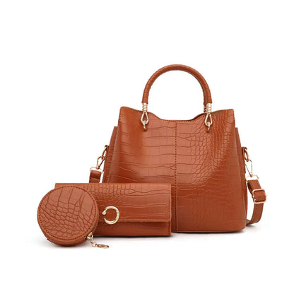 Bolso Mujer Cocodrilo Elegante 3 Piezas