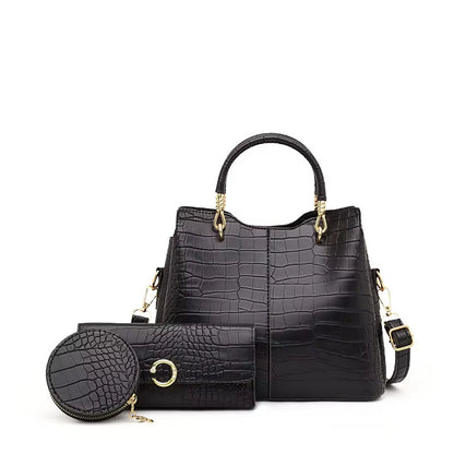 Bolso Mujer Cocodrilo Elegante 3 Piezas