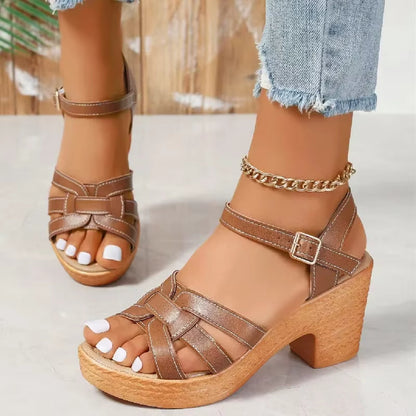 Sandalias Mujer Tacón Alto Correa Ajustable - Vestiria