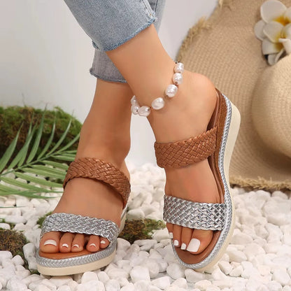 Sandalias Mujer Tiras Tejidas Comfort