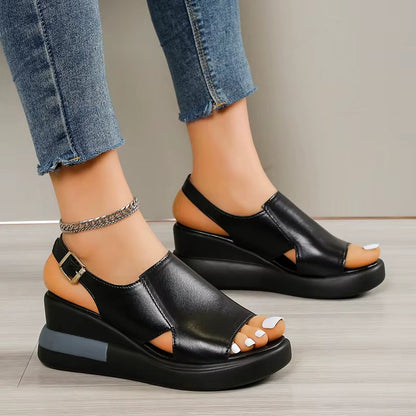 Sandalias Mujer Plataforma Sintética Diseño Abierto → Sandalias Plataforma Mujer Abierto Talón Alto - Vestiria