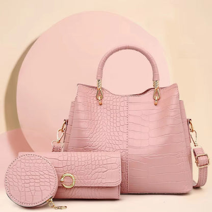Bolso Mujer Cocodrilo Elegante 3 Piezas