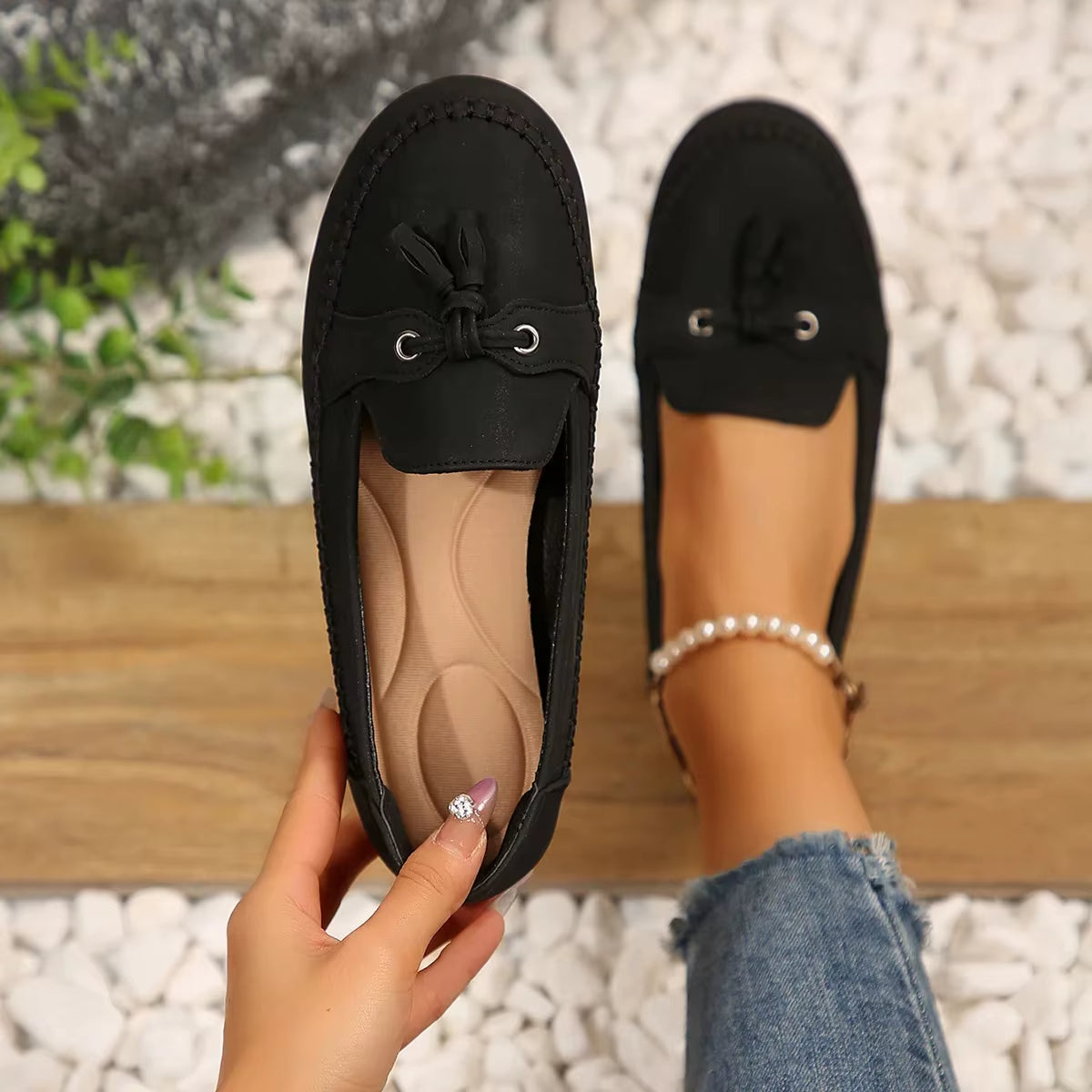 Zapatos planos cómodos mujer con lazo