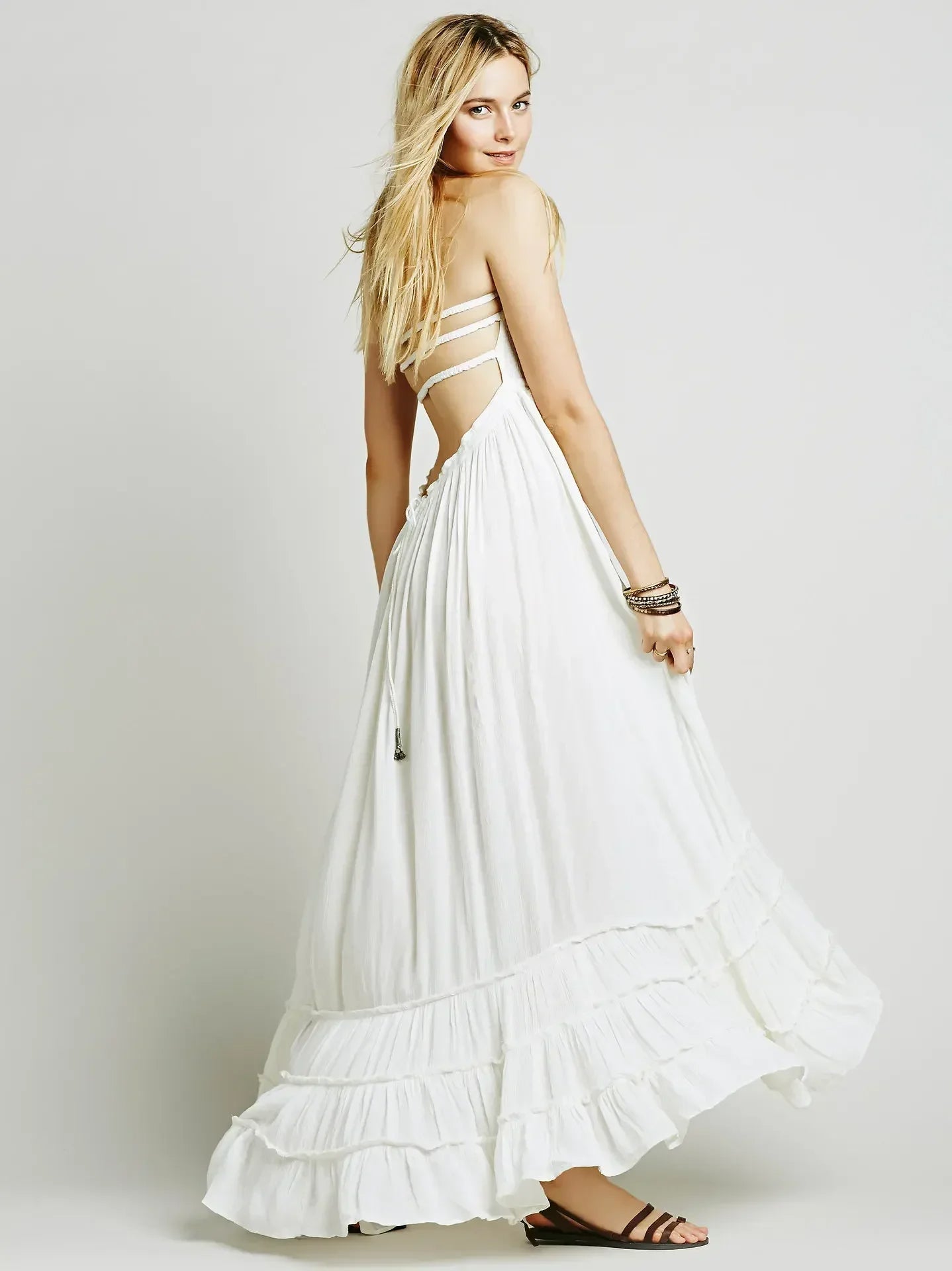 Vestido Boho Mujer Espalda Abierta