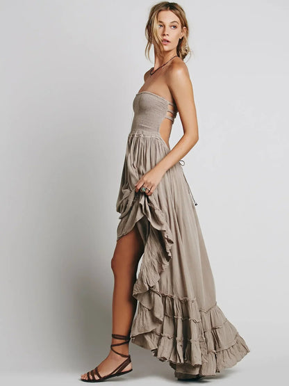 Vestido Boho Mujer Espalda Abierta