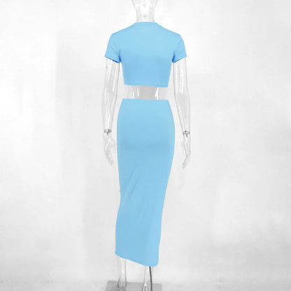 Traje mujer verano azul pálido dos piezas