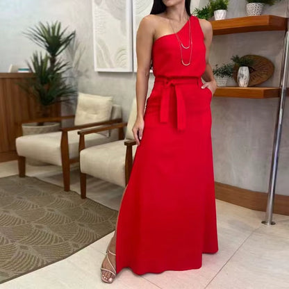 Vestido de fiesta con falda larga asimétrico