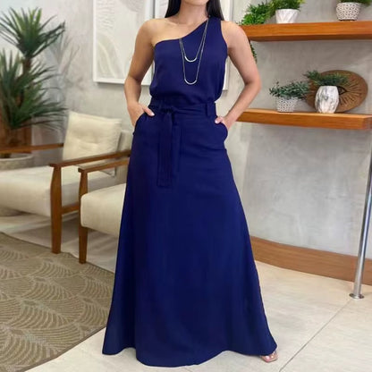 Vestido de fiesta con falda larga asimétrico
