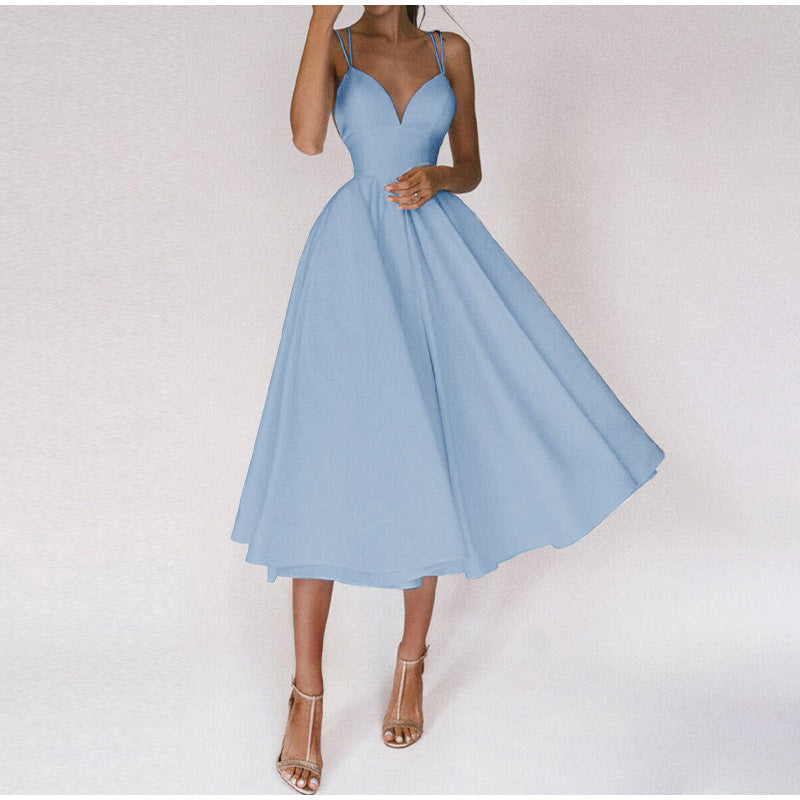 Vestido Elegante Escote V y Espalda Abierta