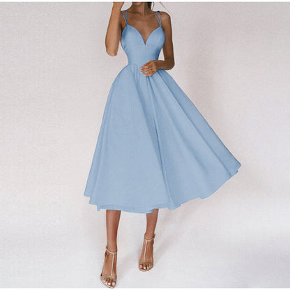 Vestido Elegante Escote V y Espalda Abierta