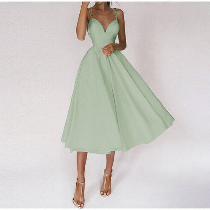 Vestido Elegante Escote V y Espalda Abierta