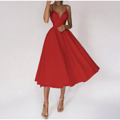 Vestido Elegante Escote V y Espalda Abierta