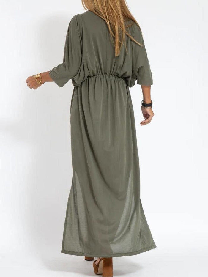 Vestido Largo Boho Cintura Alta Abierto Lado - Vestiria