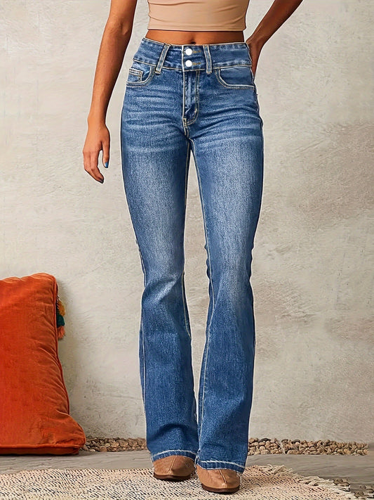 Pantalones Vaqueros Mujer Alto Cintura Anchos - Vestiria