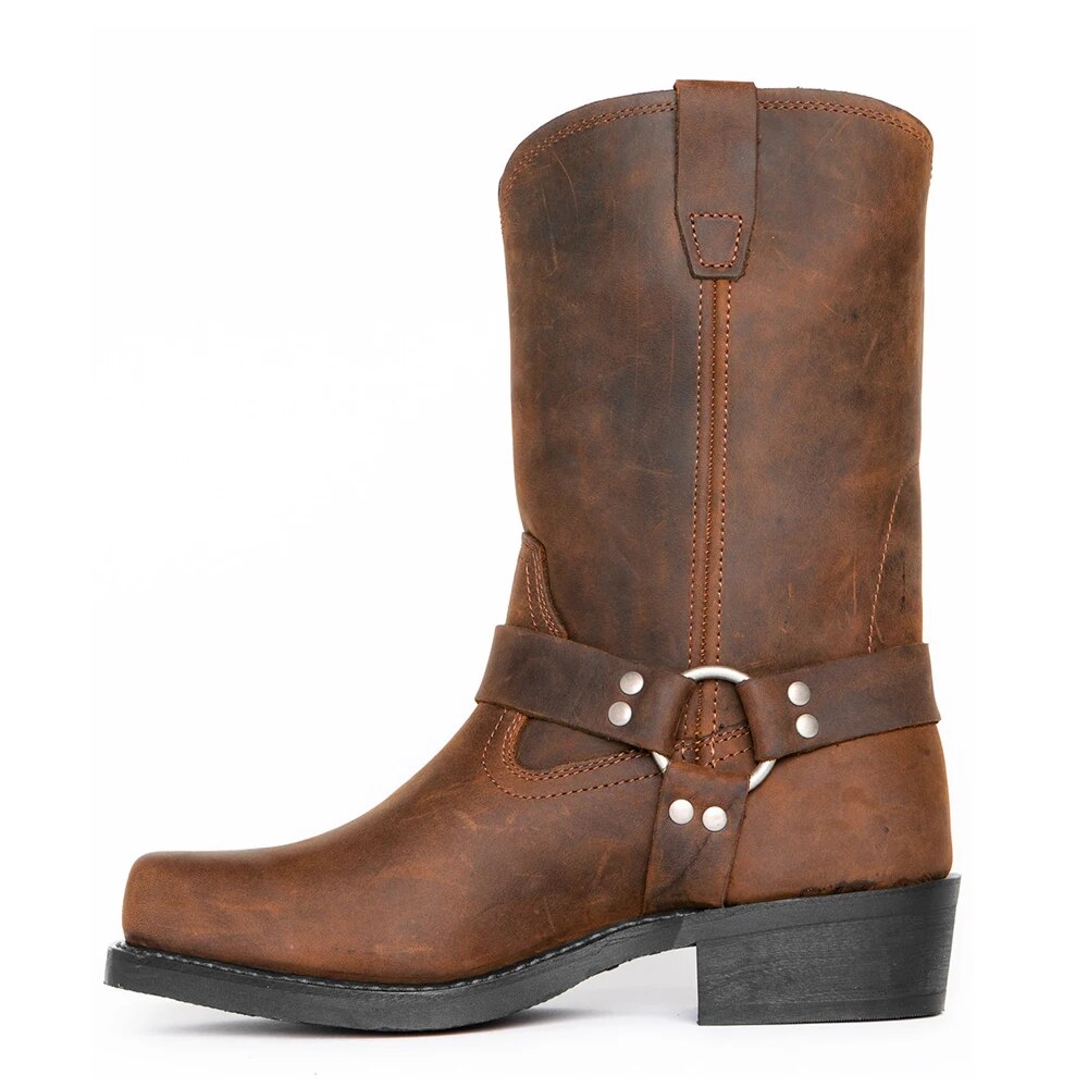 Botas vaquero de cuero con hebilla elegante - Vestiria