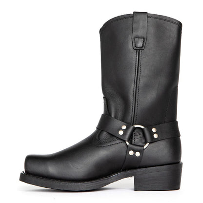 Botas vaquero de cuero con hebilla elegante