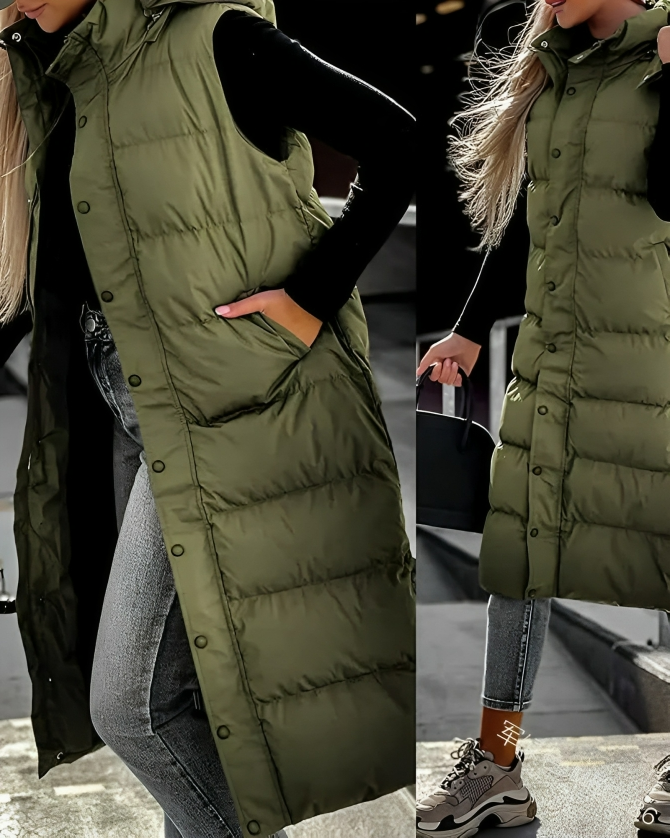 Chaleco Invierno Mujer Acolchado Cálido con Capucha