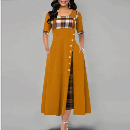 Vestido Cuadriculado Elegante Largo - Vestiria