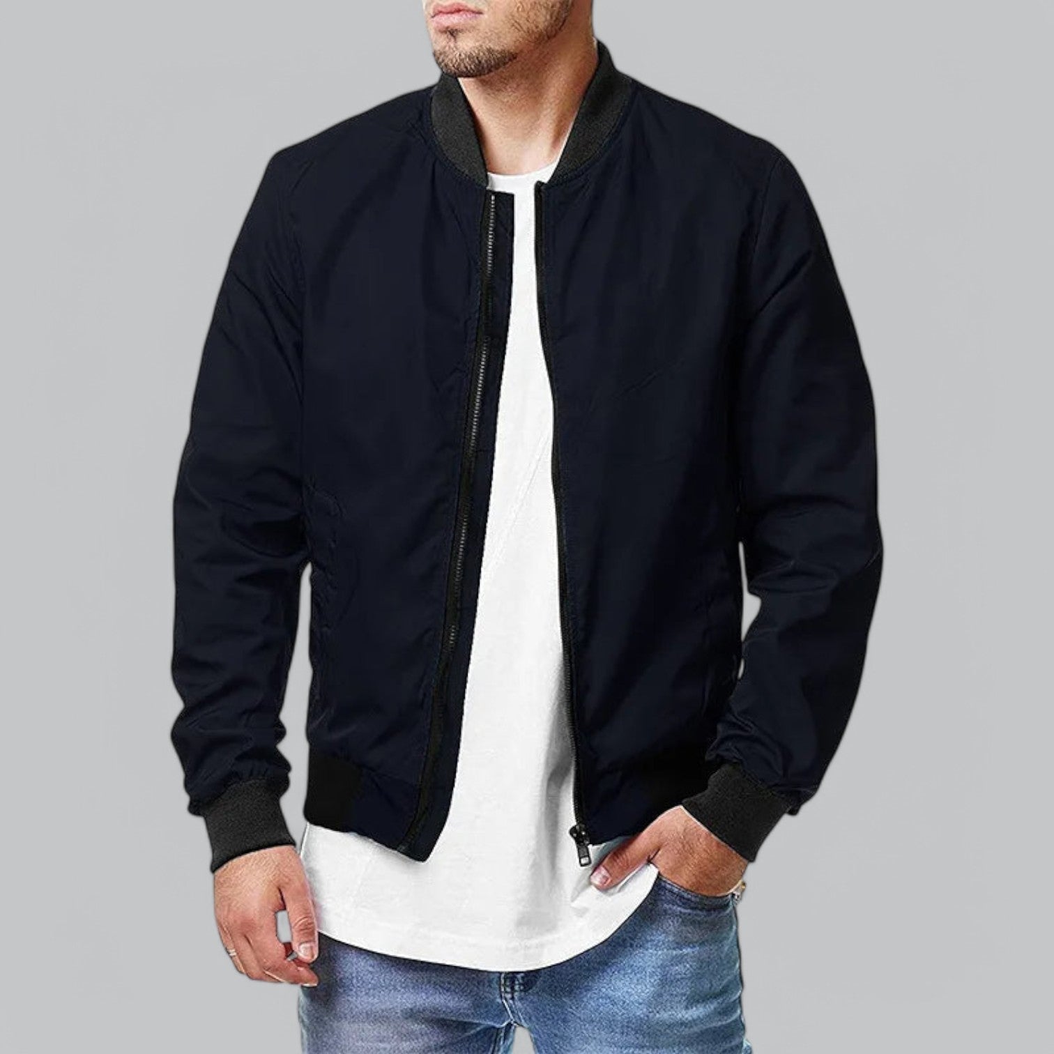 Chaqueta bomber hombre elegante corte ajustado - Vestiria