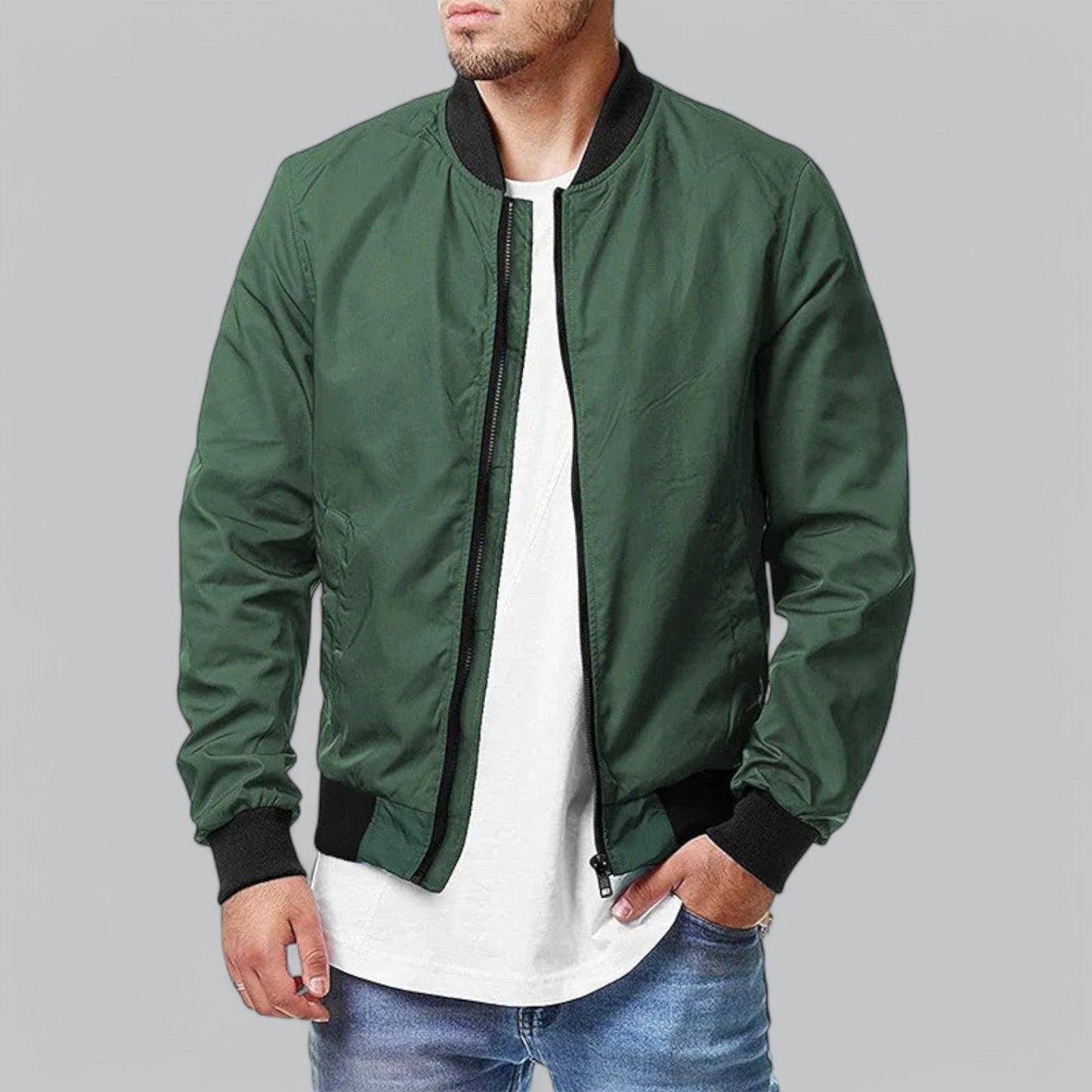 Chaqueta bomber hombre elegante corte ajustado
