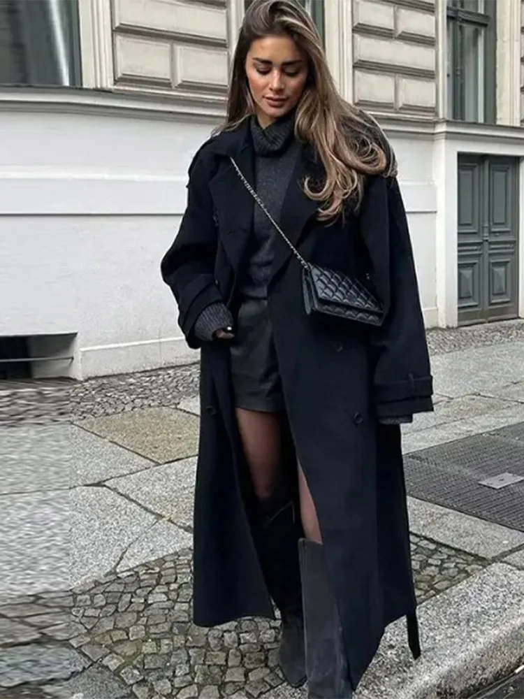 Abrigo Largo Mujer Lana Oversize Doble Botón - Vestiria