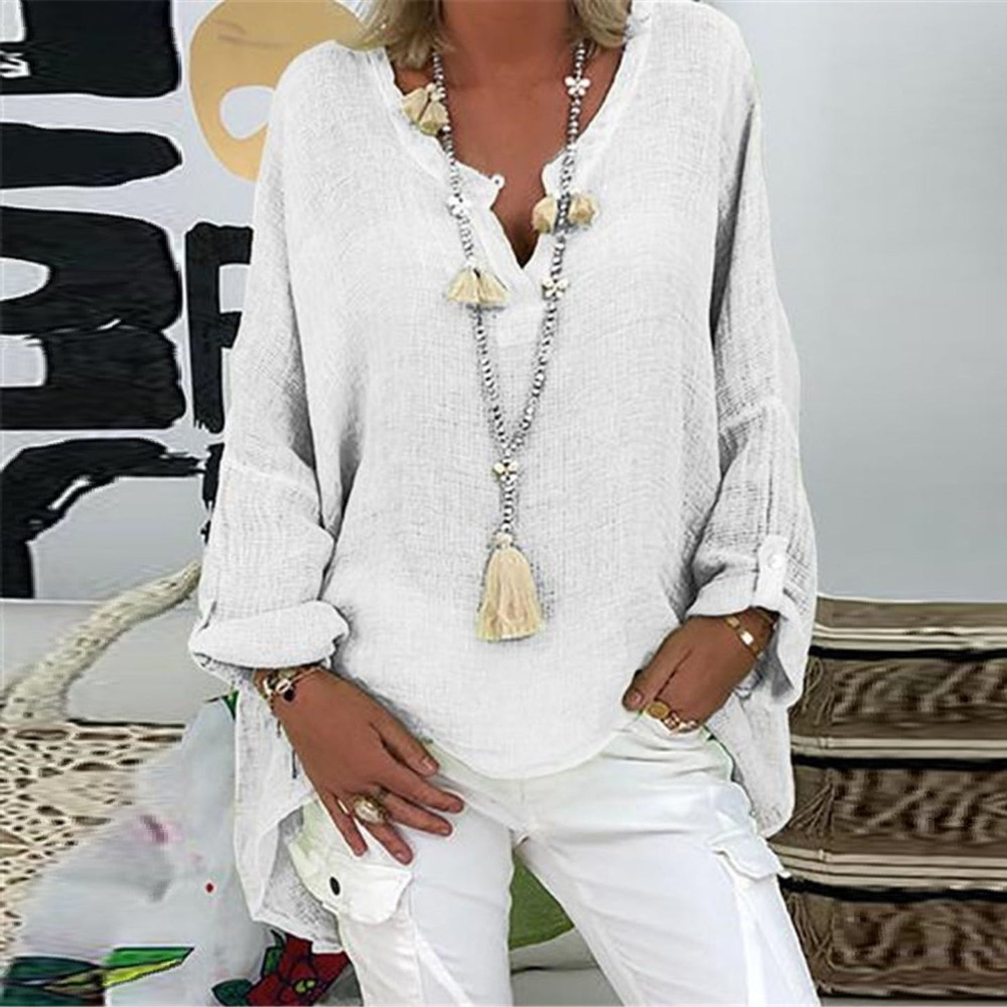 Blusa Lino Fresca y Chic Mujer