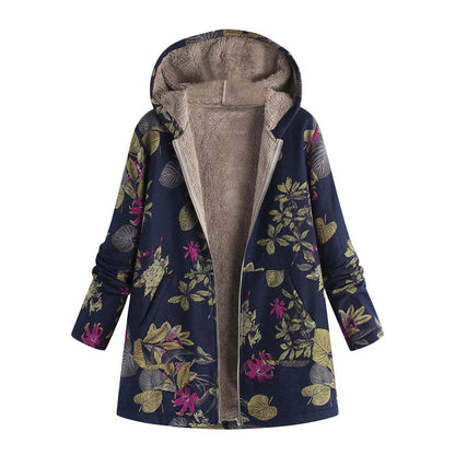 Chaquetón Invierno Floral Mujer con Capucha